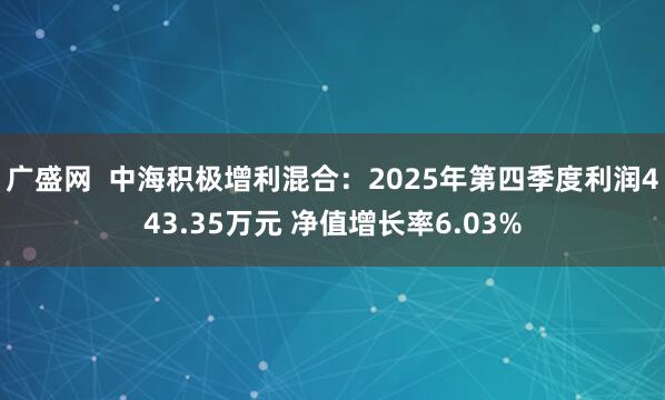 广盛网  中海积极增利混合：2025年第四季度利润443.35万元 净值增长率6.03%